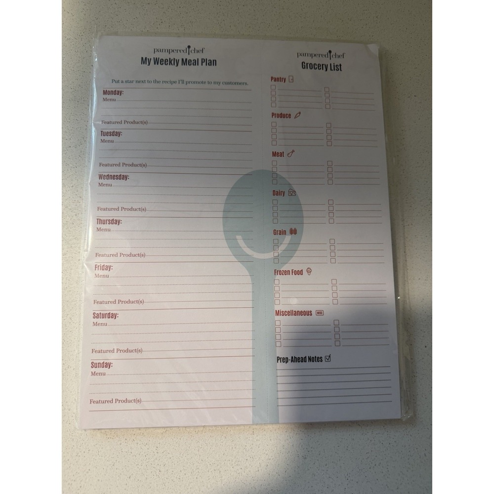 Pampered Chef  - PM 1320 Weekly Meal Planner Pad 7"x10"
